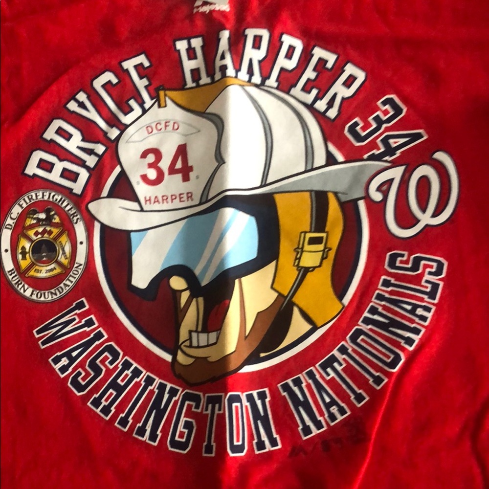 Majestic Red Washington Nationals Firefighter Tee
